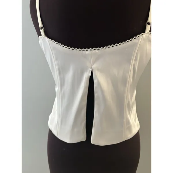 Lace Up Corset Top Size 10 White Spaghetti Straps Renaissance Regency Victorian - Image 3