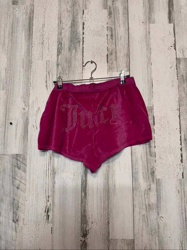 Juicy Couture Sleepwear Velour Shorts Womens Medium Hot Pink Rhinestone Logo - Image 3