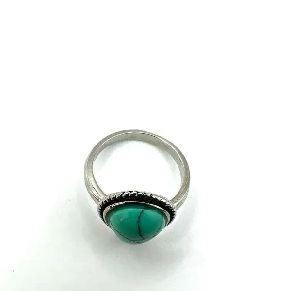 Green/blue teardrop silver tone ring Green - Image 3