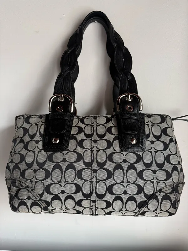 Coach Black  Grey Shoulder Bag Signature - Image 2