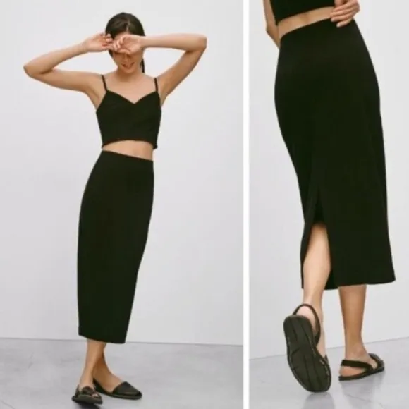 Aritzia Babaton Merino Wool Johan Skirt Black - Image 2