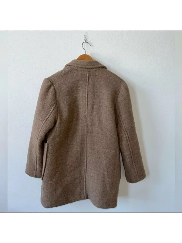 Zara Light Brown Pea Coat Formal Jacket With Buttons Size 13-14 - Image 2