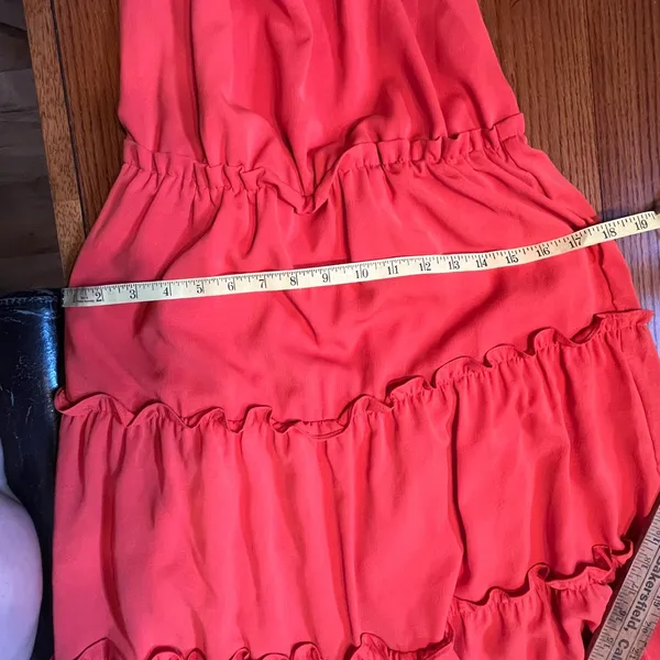 Maxi Dress Halter Boho chic Romantic Tiered Orange M Fairy Cottage Core Festival - Image 9