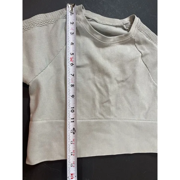 Aerie Offline By Sage Green Ribbed Seamless Crop Top Long Sleeve M Balletcore - Image 7