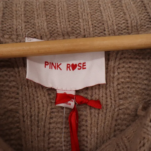 Pink Rose Rustic Mocha Cable Knit Cropped Sweater NWT Small Long Sleeve - Image 2
