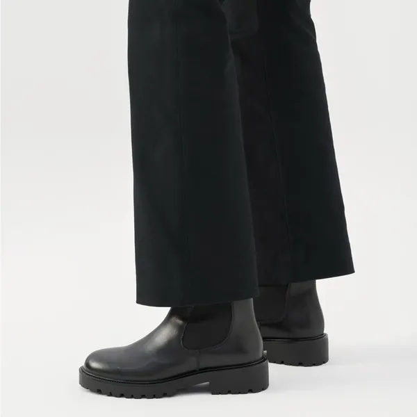 Vepose Womens Black Leather‎ Chunky Heel Ankle Size 11 Chelsea Boots A24 - Image 2