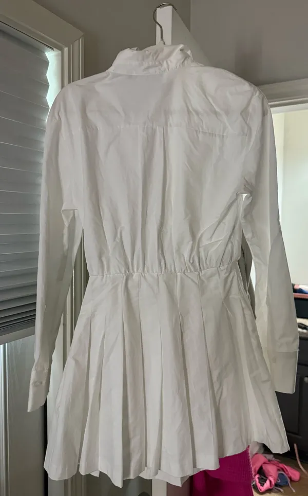 ZARA White Dress Mini Long Sleeve - Image 2