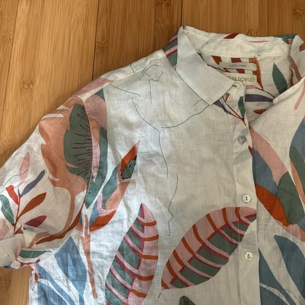 Cynthia Rowley linen tropical print button down - Image 3