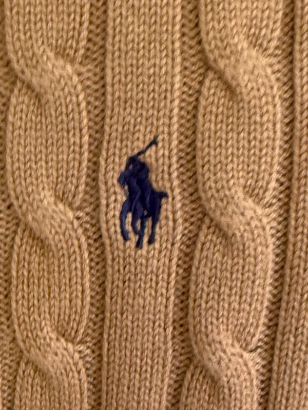 Aritzia Polo Ralph Lauren camel brown cable knit sweater Size XS - Image 2