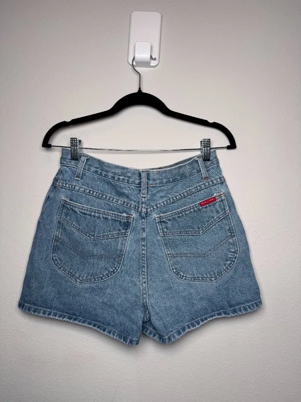 Retro 90s Vintage Classic Blue Denim High Rise Shorts - Image 3