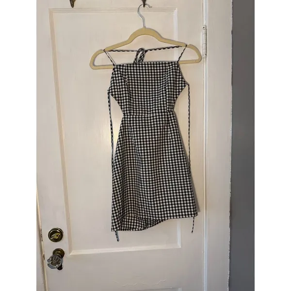 Revolve By The Way Gingham Cut Out Dress Black & White - Image 4