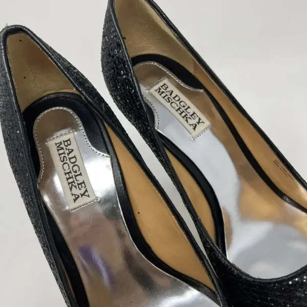 Badgley Mischka Kassidy ll Black Sequin 5 Inch‎ Heel Platform Pumps Size 8M - Image 10
