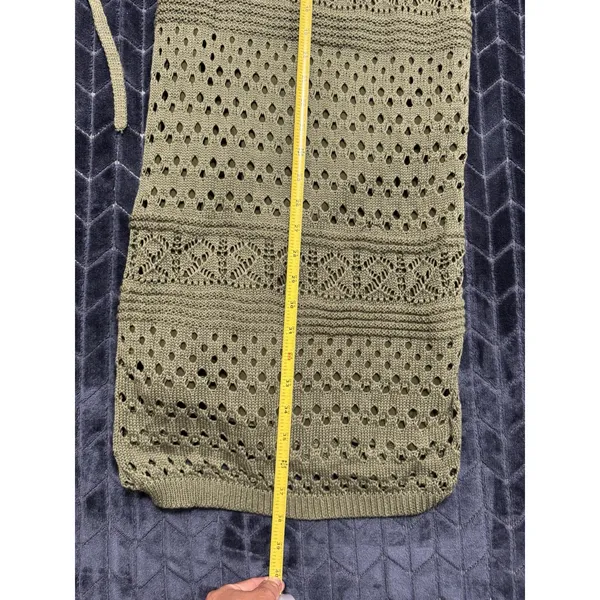 Lulus Green Crochet Knit Tie Halter Neck Wrap Midi Dress Sleeveless Small NWT - Image 9