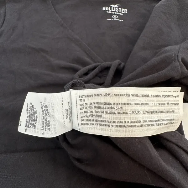 Hollister Co. Short Sleeve Keyhole Tie Cropped Tee - Black - S - Image 5