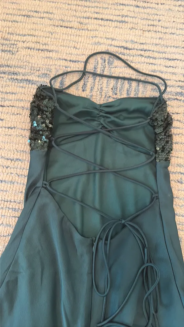 Lucy in the Sky Mini Sequin Bust Dress Size XS Emerald Green - Image 6