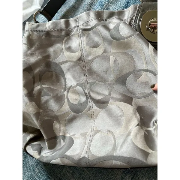 Coach Silver Gray Penelope Optic Jacquard C Monogram Hobo Shoulder Bag F17476 - Image 7