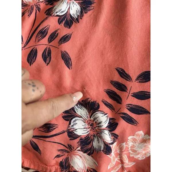 Gap Orange/Black/White Floral Blouse 3/4 Sleeve Size S Pleated‎ Button Up - Image 9