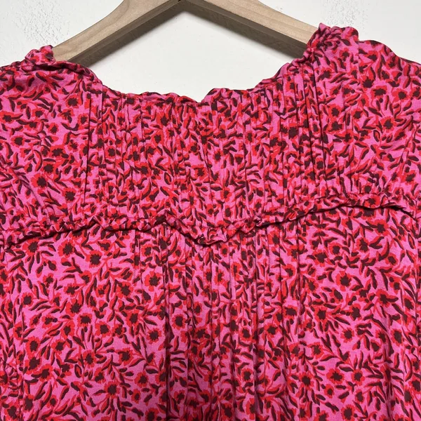 Boden Women‎ Yoke Mini Dress 14R Pink Peasant Cottagecore Prairie Floral Party - Image 3