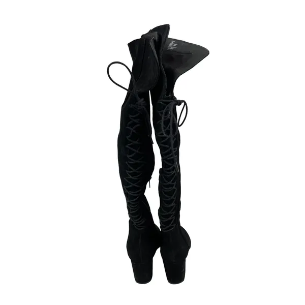 Steve Madden Hansil Women's Black Suede Lace Up Back Round Toe Winter Boots 5.5 - Image 3