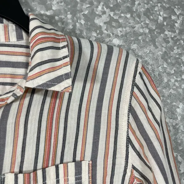 Melrose & Market Women's White Striped Button Up Top - Size Small - Long Sleeves - Image 2