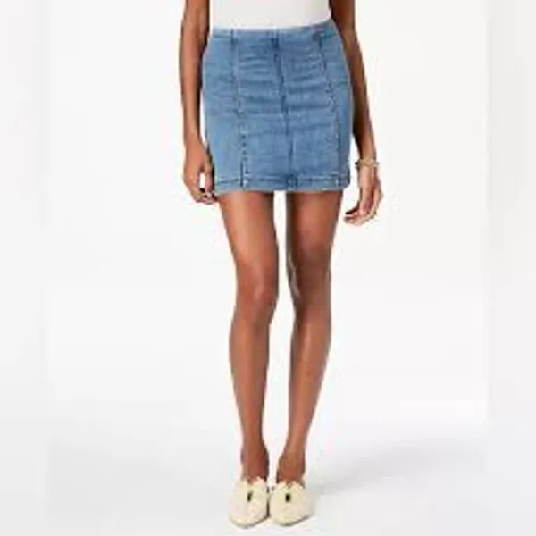 FREE PEOPLE Modern Femme Denim Mini Jeans Skirt Size 2 Stretchy - Image 6