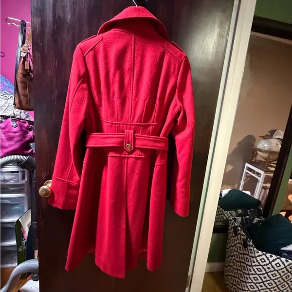 Guess Women's Vibrant Red Trench Coat. Wool blend - Image 4