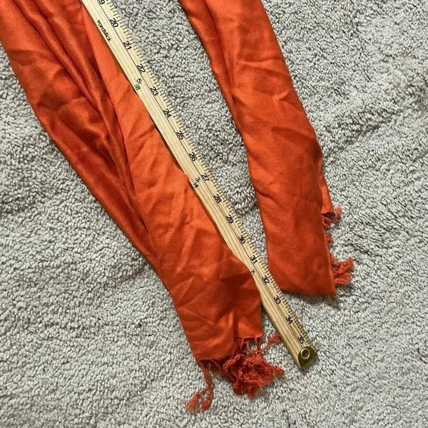 Orange Pashmina Silk Scarf‎ Shawl Tassel Handmade Nepal Women's Accessories - Image 4