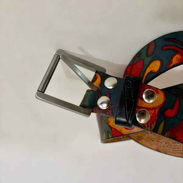 Unisex JON WYE Leather Floral Belt Western Retro Made in USA Men‎ Women 46.5" - Image 3