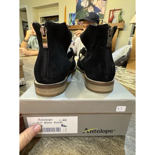 Antelope Lalana Suede Back Zip Flat Booties Mary Jane Straps Size 40 US 9-9.5 - Image 5