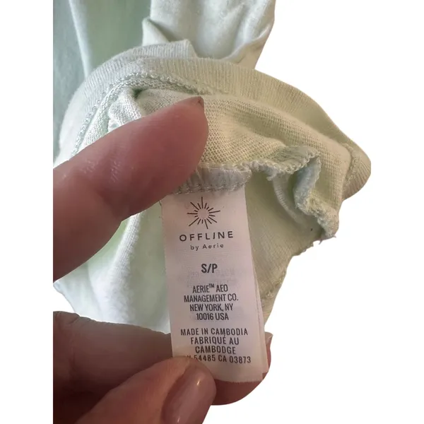 Offline by Aerie Pale Blue Green Yeah Sure Okay Graphic Tee Women Sz S - Image 6