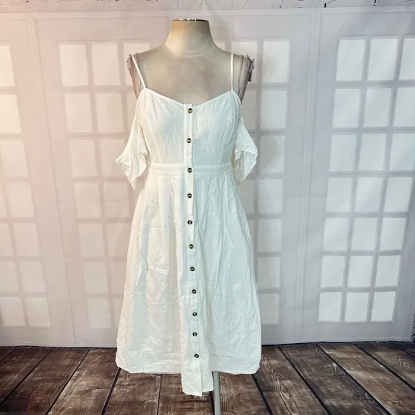 Lulu’s I've Got Love White Off-the-Shoulder Midi Dress size medium - Image 5
