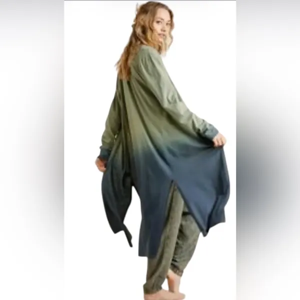 Umgee Ombre Green and Blue Long Cardigan/Duster NWT - Image 2