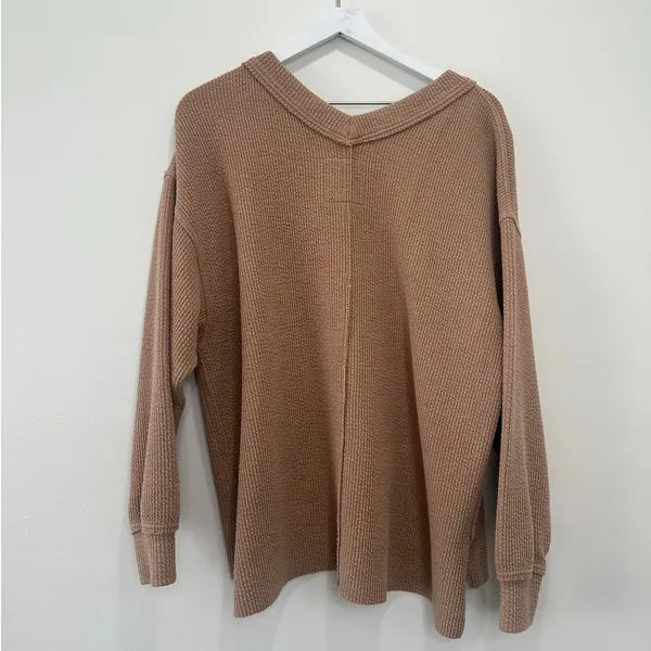Aerie Wonder Texture Oversized V-Neck Knit Pullover Sweater Size Medium - Image 7