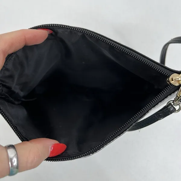 Victoria's Secret Wristlet Pouch Black Sequin Floating Logo Glam Makeup Bag - Image 6