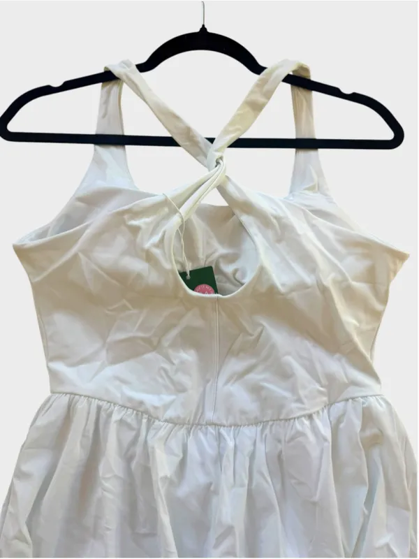 Size M Halara Corset 2-in-1 Pocket Mini Quick Dry Flowy Active Dress in White - Image 4