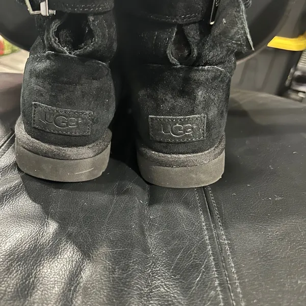 UGG Black Suede Winter Boots with Bling Buckle size 6 - Image 3