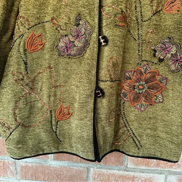 Indigo Moon Vintage Embroidered Jacket Women’s Medium Green Forest Witchy Boho - Image 3