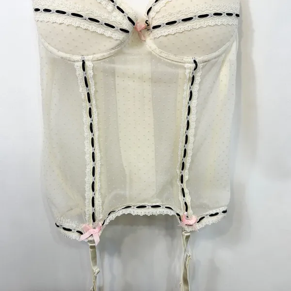 Victoria's Secret Sexy Little Things‎ 36B Bustier Ivory Corset Garter Y2K 175 - Image 7