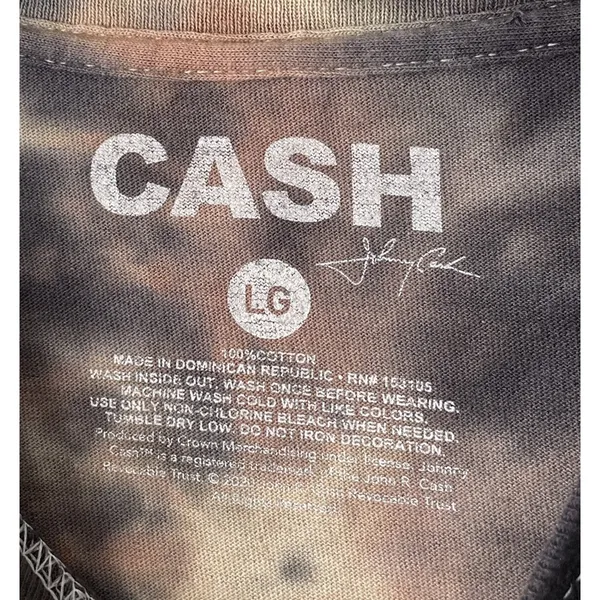 Johnny Cash T Shirt Size Large Grunge Emo Biker Goth Man in Black Tie Dye Tee - Image 5