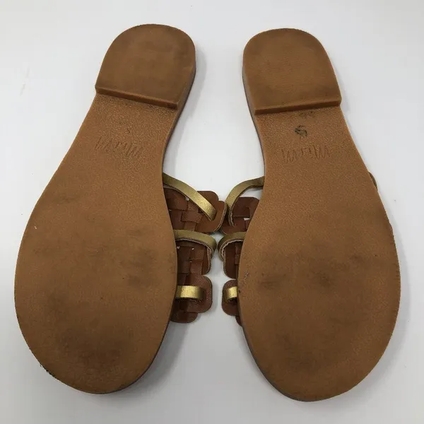 Mi.iM Cross-Hatch Golden Slip On Sandals Size 8 Slides Party Night Out Summer - Image 10