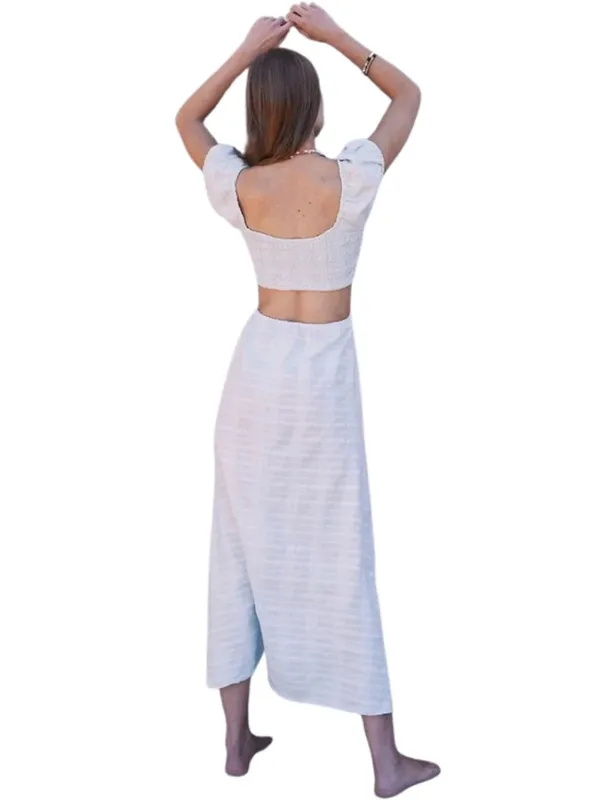 Free People Endless Summer Extra Dose Midi Dress Women's Small Blue Keyhole Boho - Image 3
