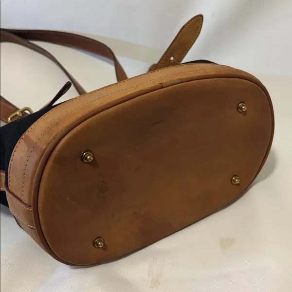 Dooney & Bourke Cabriolet Bucket Shoulder Bag Black w/ Brown Leather Trim - Image 5