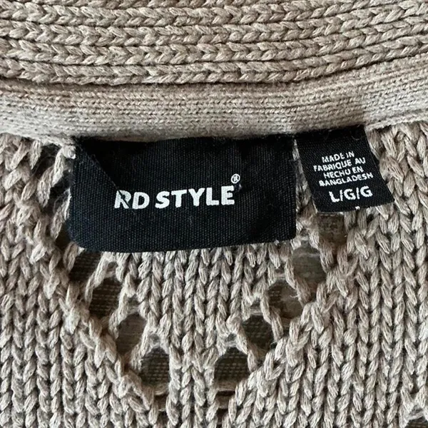 RD Style Tan Open Knit Cardigan‎ Size Large Lightweight Boho Chic - Image 4