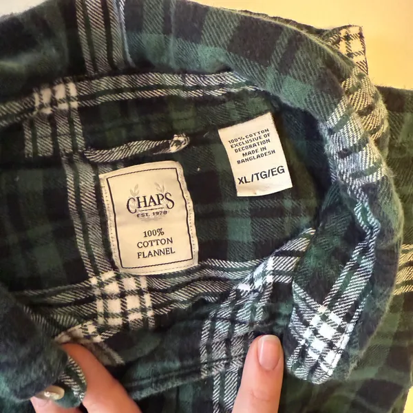 Chaps Green Plaid Flannel Shirt  - Image 4