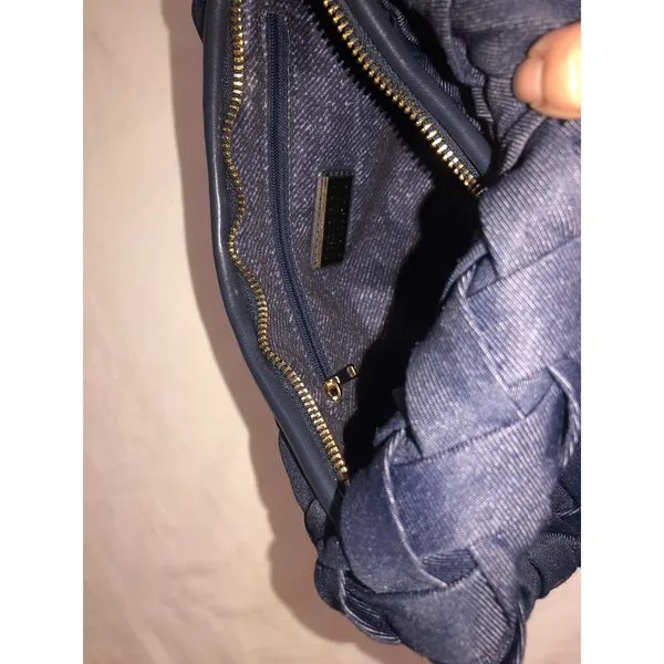 Urban Expression Denim Woven Top Handle Bag Dark Wash Blue Small Y2K Vegan - Image 7