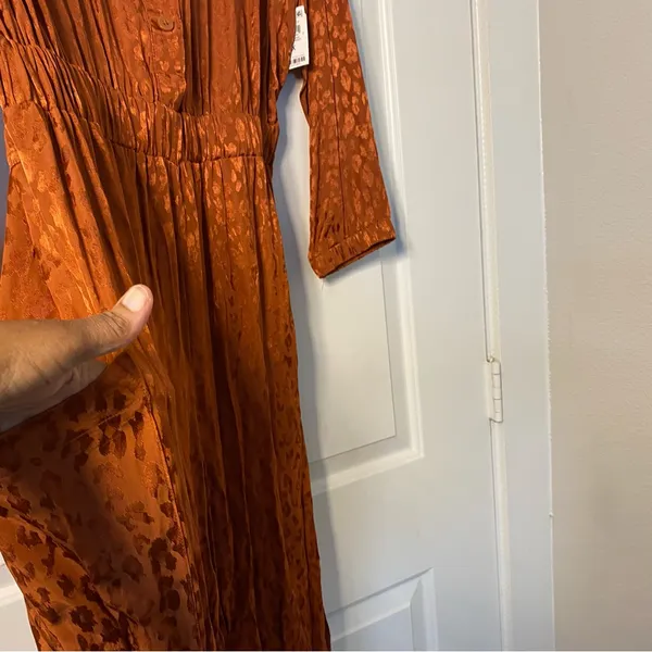 ON 34TH Animal Print Rayon Toasted Ginger Long Sleeves Pockets 1X Plus Jumpsuit - Image 10