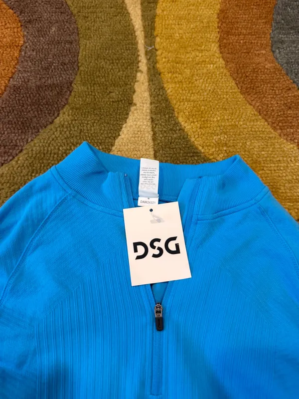 NWT DSG Momentum Seamless 1/4 Zip Long Sleeve Workout Top Cropped Aqua Blue XS - Image 4