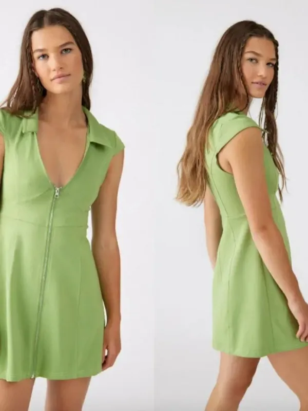 Urban Outfitters UO Lime Green Casual Short Sleeve Amal Mini Dress - Image 2