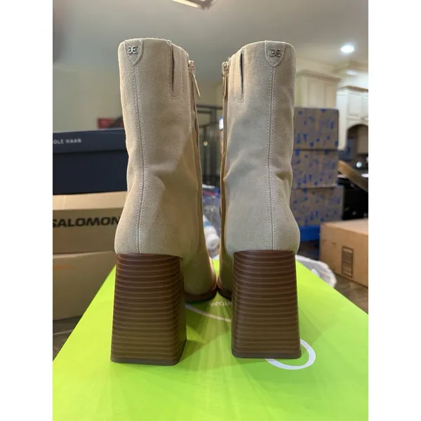 Sam Edelman Ivette Sesame Suede Side Zipper Square Toe Block Heel Boot Size 9.5‎ - Image 5