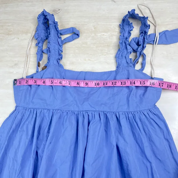 Free People Womens XS Periwinkle Blue Ruffle Strap Tiered Cotton Maxi Dress - Image 7